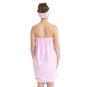 Pink Gingham Spa Wrap and Headband Set | Bath Body Towel Shower  | Gift for Her Bath Essentials  Luxe Spa Wrap and Headband Gift Set | Bath Body Towel Shower