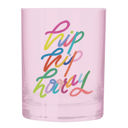 Hip Hip Hooray Double Old Fashioned Cocktail Glass | Classic Tinted Pink Glass | 12 oz Double Old Fashioned Party Glasses - Hip Hip Hooray, Cheers to You, Better Not Pout 