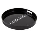 Gorgeous Round Black Bar Tray | Serving Tray with Handles | 13.5" Diameter Bar Trays with Cute Sayings  | Decorative Serving Large Kitchen Bar Trays