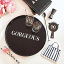 Gorgeous Round Black Bar Tray | Serving Tray with Handles | 13.5" Diameter Bar Trays with Cute Sayings  | Decorative Serving Large Kitchen Bar Trays