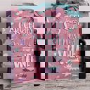 Some Groceries But Mostly Wine Large Market Tote Bag in Pink and Blue | 15.50" x 15.25" x 6" Large Market Shopper Totes with Cute Designs and Sayings | Daily Shopping Storage Bag