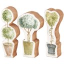 Set of 3 Wooden Topiary | Stand-alone Wooden Plant Shaped Decor | Gift for Plant Lovers Set of 3 Cutout Wooden Plant Decor  | Freestanding Hand Painted Design Plant Lovers Gift