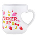 Pucker Up Heart Shaped Handle Mug | Stoneware Tea Coffee Cup | 12oz Heart Shaped Handle Romantic Gift Mug | Stoneware Tea Coffee Cup | Coffee Lovers Gift Valentine's Day