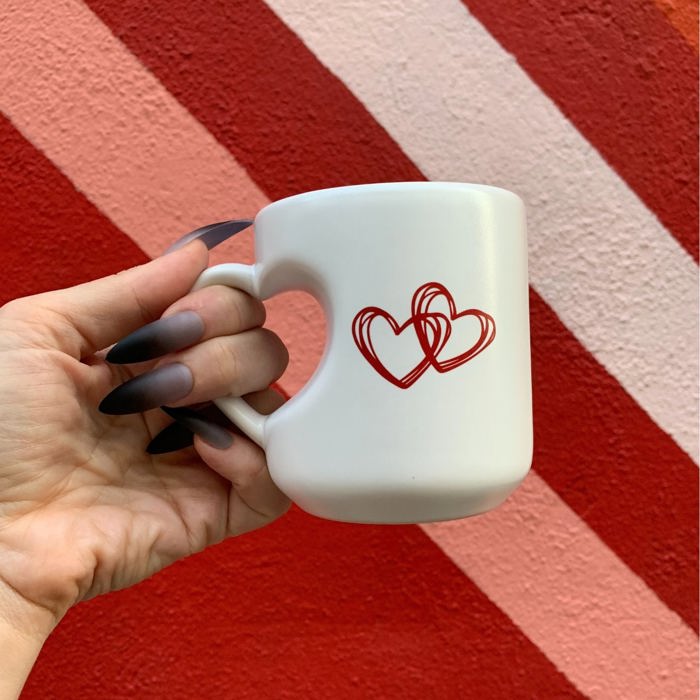 Heart Shaped Handle Romantic Gift Mug | Stoneware Tea Coffee Cup | Coffee Lovers Gift Valentine's Day