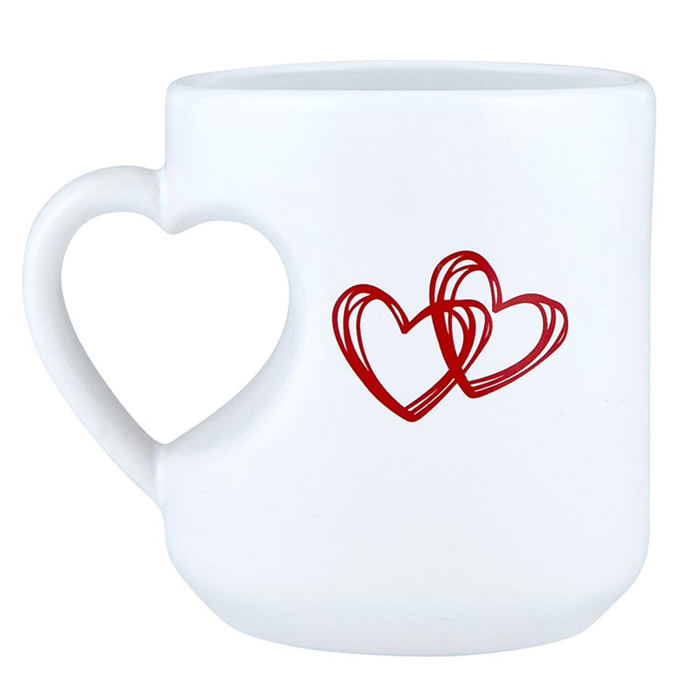 Heart Shaped Handle Romantic Gift Mug | Stoneware Tea Coffee Cup | Coffee Lovers Gift Valentine's Day