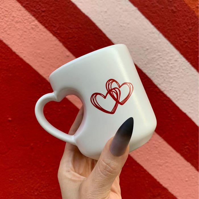 Heart Shaped Handle Romantic Gift Mug | Stoneware Tea Coffee Cup | Coffee Lovers Gift Valentine's Day