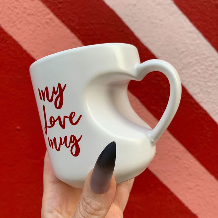 Heart Shaped Handle Romantic Gift Mug | Stoneware Tea Coffee Cup | Coffee Lovers Gift Valentine's Day