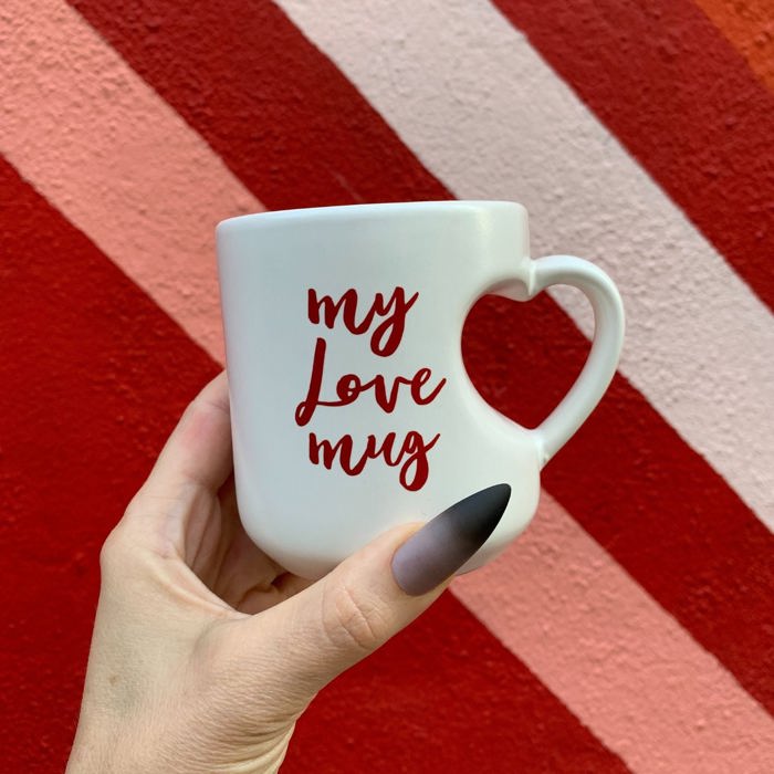 Heart Shaped Handle Romantic Gift Mug | Stoneware Tea Coffee Cup | Coffee Lovers Gift Valentine's Day