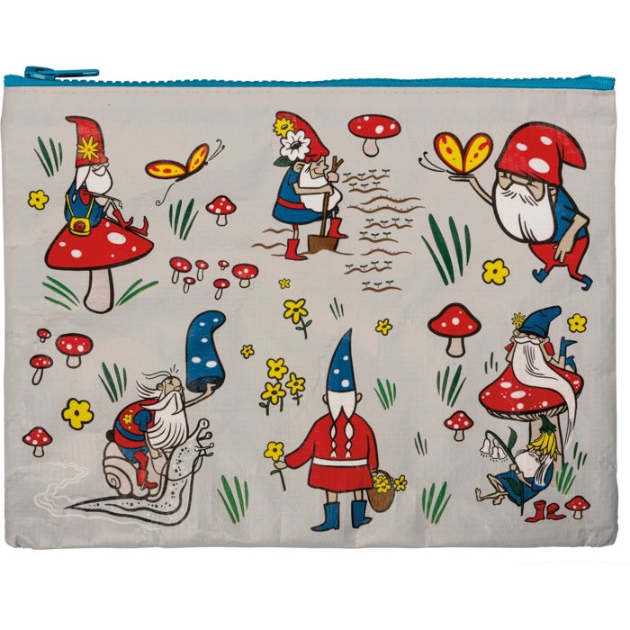 Recycled Material Pencil or Makeup Bag and Coin Purses with Sayings: Gnomes, Rainbow, She Believed She Could So She Did