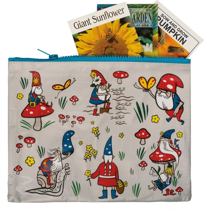 Recycled Material Pencil or Makeup Bag and Coin Purses with Sayings: Gnomes, Rainbow, She Believed She Could So She Did