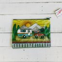 Camper Zipper Pouch | Camping Themed Purse Pencil Case Organizer | 9.50" x 7" Recycled Material Pencil or Makeup Bag and Coin Purses with Sayings: Gnomes, Rainbow, She Believed She Could So She Did