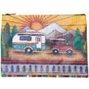 Camper Zipper Pouch | Camping Themed Purse Pencil Case Organizer | 9.50" x 7" Recycled Material Pencil or Makeup Bag and Coin Purses with Sayings: Gnomes, Rainbow, She Believed She Could So She Did