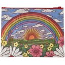 Rainbow and Sunrise Double-sided Zipper Pouch | Recycled Material Wallet Organizer | 9.50" x 7" Recycled Material Pencil or Makeup Bag and Coin Purses with Sayings: Gnomes, Rainbow, She Believed She Could So She Did