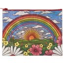 Rainbow and Sunrise Double-sided Zipper Pouch | Recycled Material Wallet Organizer | 9.50" x 7" Recycled Material Pencil or Makeup Bag and Coin Purses with Sayings: Gnomes, Rainbow, She Believed She Could So She Did