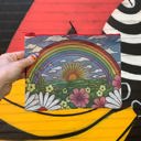 Rainbow and Sunrise Double-sided Zipper Pouch | Recycled Material Wallet Organizer | 9.50" x 7" Recycled Material Pencil or Makeup Bag and Coin Purses with Sayings: Gnomes, Rainbow, She Believed She Could So She Did