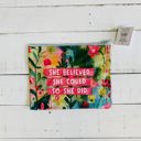 She Believed She Could So She Did Zipper Pouch | Recycled Material Floral Pencil Case Wallet  Recycled Material Pencil or Makeup Bag and Coin Purses with Sayings: Gnomes, Rainbow, She Believed She Could So She Did