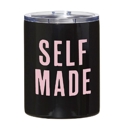 Self Made Stainless Steel Tumbler in Black and Pink | Drinkware | 12 oz Stainless Steel 12 Oz Tumblers with Sayings |  Insulated Travel Drinkware - Good At Stuff, Self Made, Did Epic Sh*t, May Contain Poison