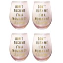 Don't Rush Me, I'm a Woman Of Leisure Stemless Wine Glass in Rose and Gold | 20 0z. | Set of 4 Don't Rush Me, I'm a Woman Of Leisure Stemless Wine Glass in Rose and Gold