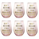 Don't Rush Me, I'm a Woman Of Leisure Stemless Wine Glass in Rose and Gold | 20 0z. | Set of 6 Don't Rush Me, I'm a Woman Of Leisure Stemless Wine Glass in Rose and Gold