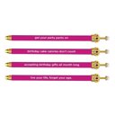 Get Your Party Pants On! Birthday Hot Pink Crown Pen Set of 12 | Giftable Quote Pens | Gift for Her Crown Pens Set of 12 | Giftable Pens | Novelty Office Desk Supplies