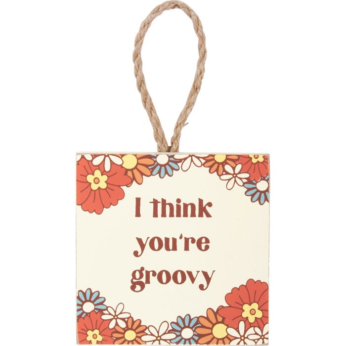 Groovy '70s Theme Wall and Hanging Decor | Retro Wooden Block Sign