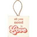 Groovy Self-Hanging Mini Ornament Art Prints | 3 Piece Wooden Display | Love Themed Groovy '70s Theme Wall and Hanging Decor | Retro Wooden Block Sign