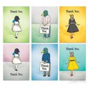 Set of 6 Strange Friends Thank You Greeting Card Box Set  |  Fun Funny Message Card Birthday or Thank You Funny Greeting Card Box Set | Set of 6 | Cute Message Card Sets