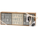 Home Office Gray Box Sign Set | Co-worker Gifts | 4" x 4" | Gift for Her Box Sign Set | Wall Desk Display Gift Set | 4" x 4" | Gift for Her