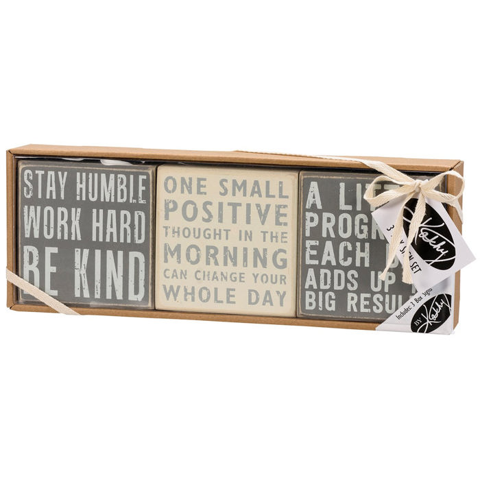 Box Sign Set | Wall Desk Display Gift Set | 4" x 4" | Gift for Her