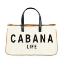 Cabana Life Large Canvas Rectangular Totes - Cabana Life, Babe, Homebody, I Do It For Me | Genuine Leather Handles