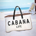 Cabana Life Large Canvas Rectangular Totes - Cabana Life, Babe, Homebody, I Do It For Me | Genuine Leather Handles