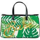 Babe Palm Leaves Large Canvas Rectangular Totes - Cabana Life, Babe, Homebody, I Do It For Me | Genuine Leather Handles