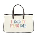 I Do It For Me Large Canvas Rectangular Totes - Cabana Life, Babe, Homebody, I Do It For Me | Genuine Leather Handles