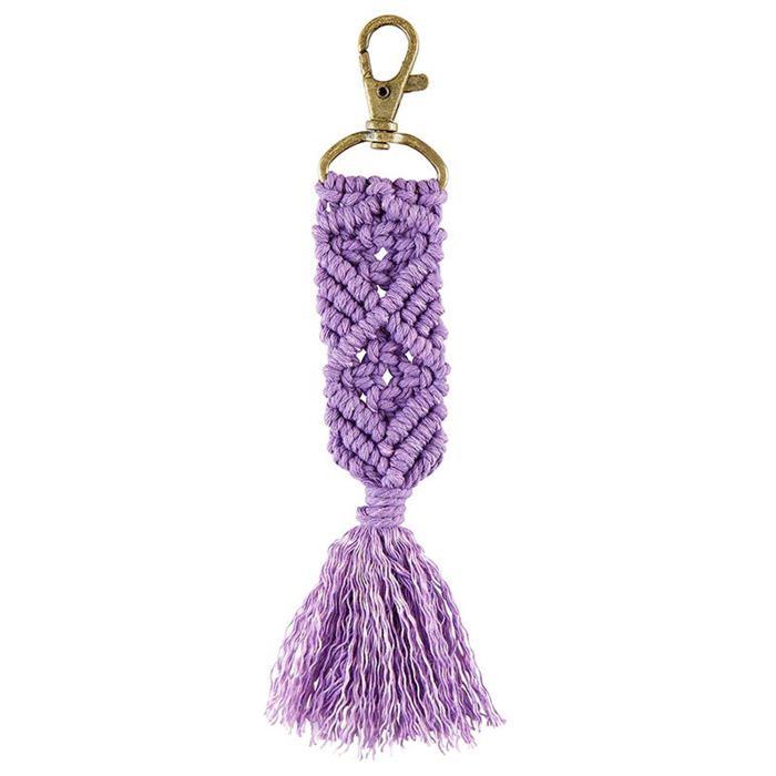 Boho Macrame Keychains in 4 Colors | Tasseled Key Ring Bag Purse Charm | 6.75"