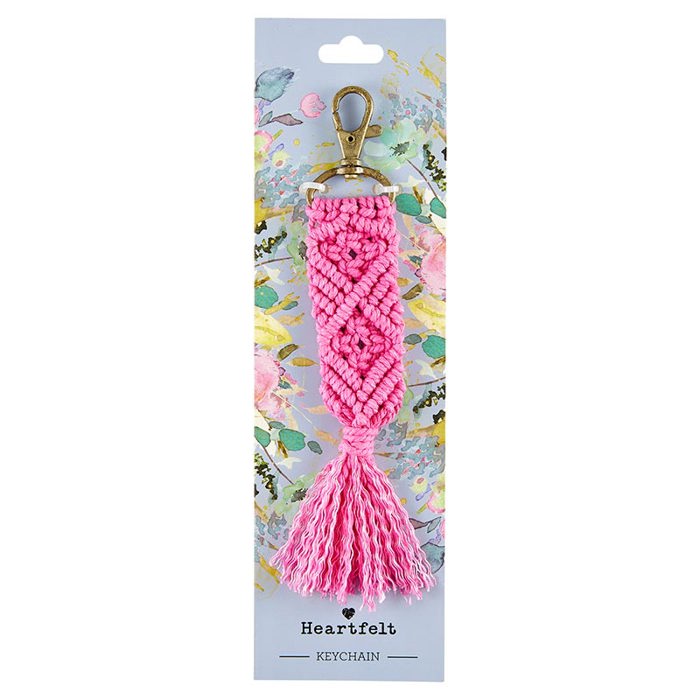 Boho Macrame Keychains in 4 Colors | Tasseled Key Ring Bag Purse Charm | 6.75"