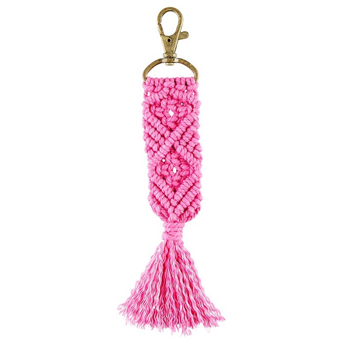 Boho Macrame Keychains in 4 Colors | Tasseled Key Ring Bag Purse Charm | 6.75"