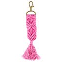 Pink Boho Macrame Keychains in 4 Colors | Tasseled Key Ring Bag Purse Charm | 6.75"