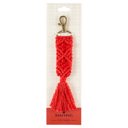 Red Boho Macrame Keychains in 4 Colors | Tasseled Key Ring Bag Purse Charm | 6.75"