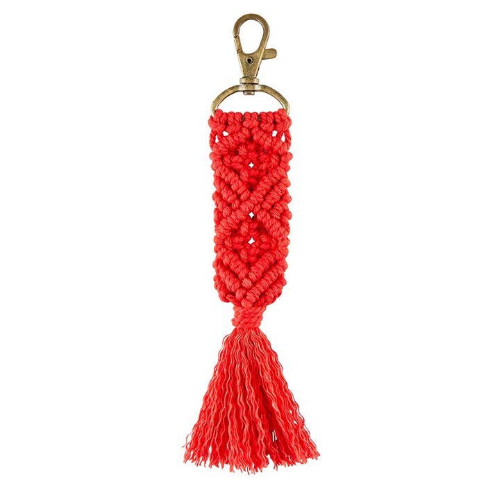 Boho Macrame Keychains in 4 Colors | Tasseled Key Ring Bag Purse Charm | 6.75"