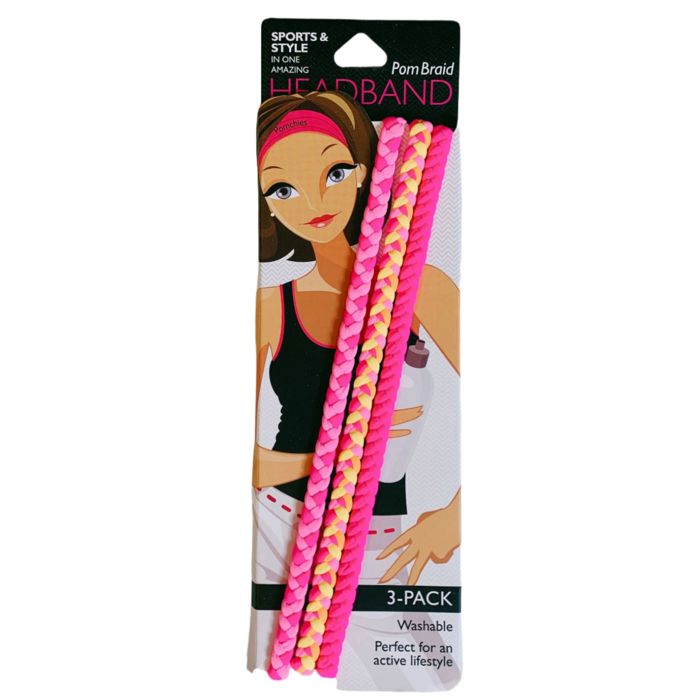 Braided Rope Stretch Workout Headband Packs and Singles