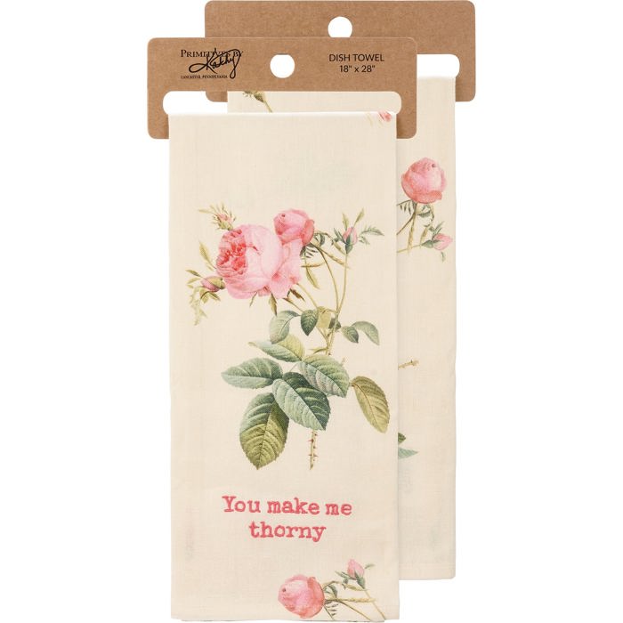 Flower Pun Embroidered Tea and Dish Towels | Novelty Kitchen Hand Towels