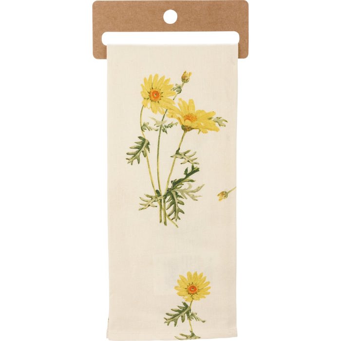 Flower Pun Embroidered Tea and Dish Towels | Novelty Kitchen Hand Towels