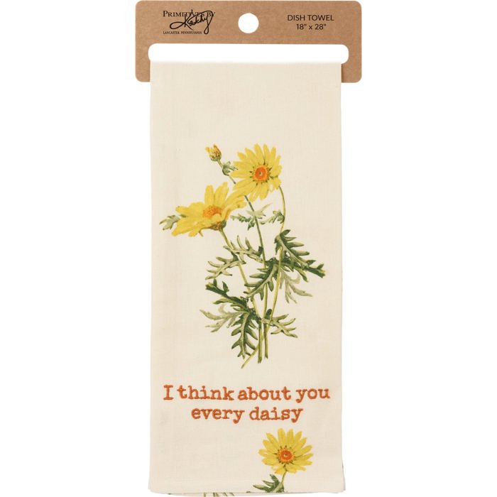 Flower Pun Embroidered Tea and Dish Towels | Novelty Kitchen Hand Towels