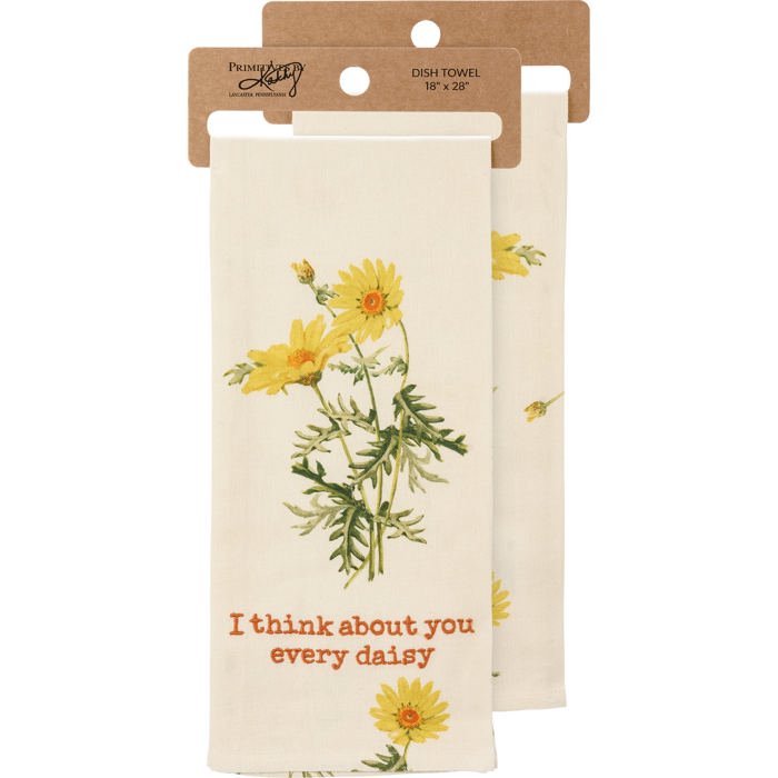 Flower Pun Embroidered Tea and Dish Towels | Novelty Kitchen Hand Towels