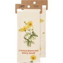 I Think About You Every Daisy Flower Pun Embroidered Tea and Dish Towels | Novelty Kitchen Hand Towels