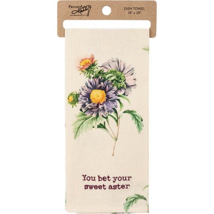 Flower Pun Embroidered Tea and Dish Towels | Novelty Kitchen Hand Towels