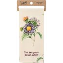 You Bet Your Sweet Aster Flower Pun Embroidered Tea and Dish Towels | Novelty Kitchen Hand Towels