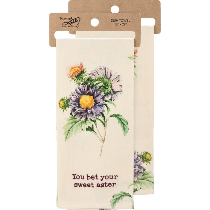 Flower Pun Embroidered Tea and Dish Towels | Novelty Kitchen Hand Towels