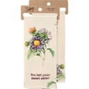 You Bet Your Sweet Aster Flower Pun Embroidered Tea and Dish Towels | Novelty Kitchen Hand Towels