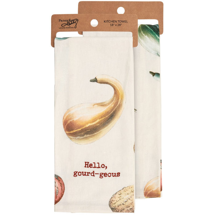 Fruit and Vegetable Puns Embroidered Tea and Dish Towels | Funny Kitchen Hand Towels